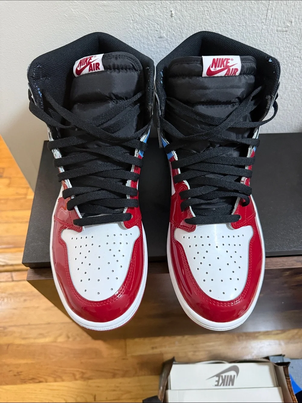 Jordan Men's High-Top Sneakers in White, Red & Black